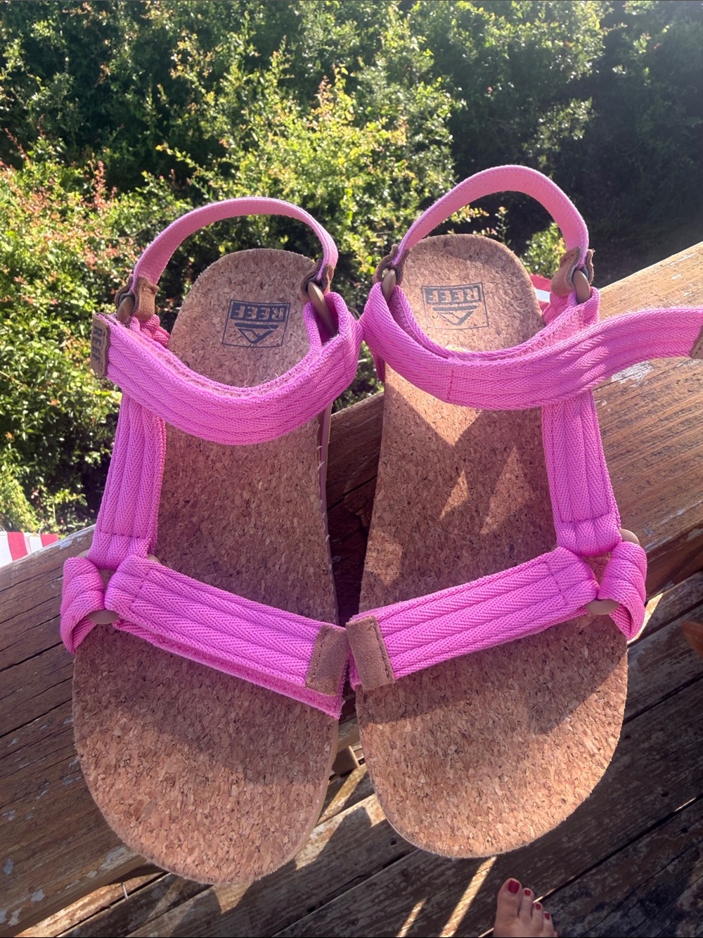 Reef Pink Strap Cork Platform Sandals - Picture 3 of 3